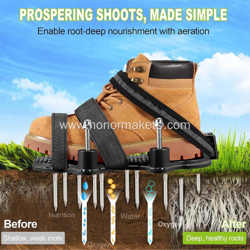 Lawn Aerator Shoes Spring-Loaded Design Patented Upgrade Double Layer Lawn Shoes Soil Yard Aerator Tool for Patio Garden